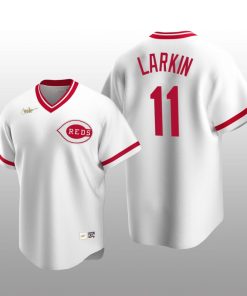 Men's Cincinnati Reds Barry Larkin White Cooperstown Collection Home Jersey