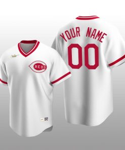 Men's Cincinnati Reds Custom White Cooperstown Collection Home Jersey