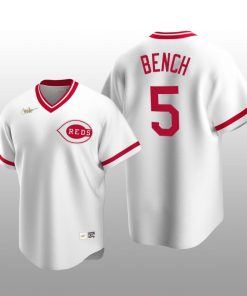 Men's Cincinnati Reds Johnny Bench White Cooperstown Collection Home Jersey