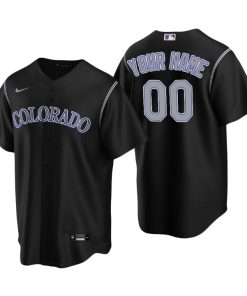 Men's Colorado Rockies Black 2020 Alternate Replica Custom Jersey