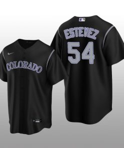 Men's Colorado Rockies Carlos Estevez Black Alternate Replica Player Jersey