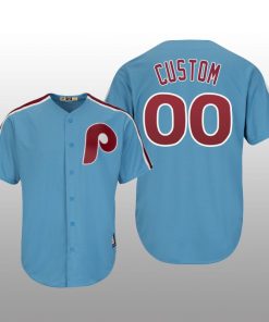 Men's Custom Philadelphia Phillies Light Blue Cool Base Cooperstown Player Jersey