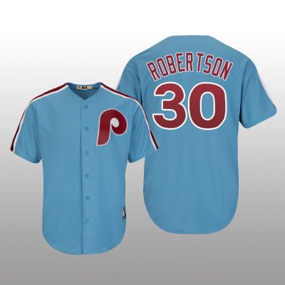 Men's David Robertson Philadelphia Phillies Light Blue Cool Base Cooperstown Player Jersey
