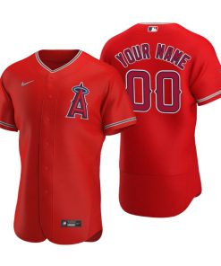Men's Los Angeles Angels Custom Red Authentic 2020 Alternate Team Logo Jersey
