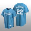 Men's Los Angeles Dodgers Clayton Kershaw Light Blue Cooperstown Collection Alternate Jersey