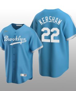 Men's Los Angeles Dodgers Clayton Kershaw Light Blue Cooperstown Collection Alternate Jersey