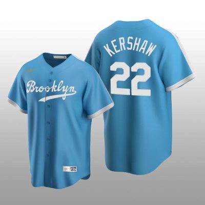 Men's Los Angeles Dodgers Clayton Kershaw Light Blue Cooperstown Collection Alternate Jersey