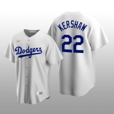 Men's Los Angeles Dodgers Clayton Kershaw White Cooperstown Collection Home Jersey