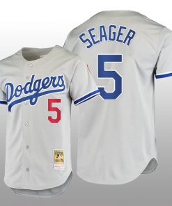 Men's Los Angeles Dodgers Corey Seager Gray Cooperstown Collection Authentic Jersey