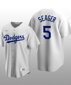Men's Los Angeles Dodgers Corey Seager White Cooperstown Collection Home Jersey