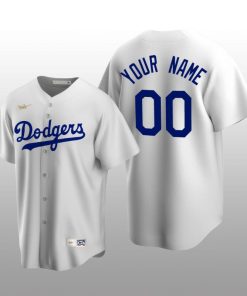 Men's Los Angeles Dodgers Custom White Cooperstown Collection Home Jersey