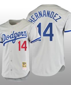 Men's Los Angeles Dodgers Enrique Hernandez Gray Cooperstown Collection Authentic Jersey