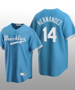 Men's Los Angeles Dodgers Enrique Hernandez Light Blue Cooperstown Collection Alternate Jersey