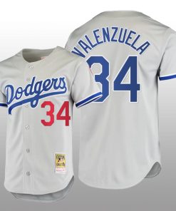 Men's Los Angeles Dodgers Fernando Valenzuela Gray Cooperstown Collection Authentic Jersey
