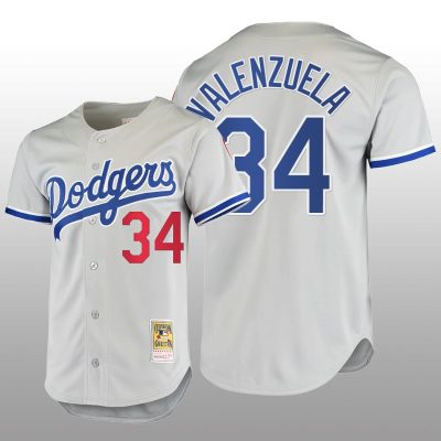Men's Los Angeles Dodgers Fernando Valenzuela Gray Cooperstown Collection Authentic Jersey