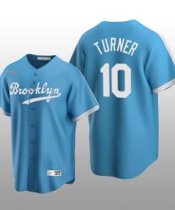 Men's Los Angeles Dodgers Justin Turner Light Blue Cooperstown Collection Alternate Jersey