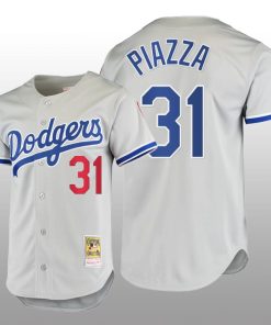 Men's Los Angeles Dodgers Mike Piazza Gray Cooperstown Collection Authentic Jersey