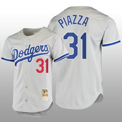 Men's Los Angeles Dodgers Mike Piazza Gray Cooperstown Collection Authentic Jersey