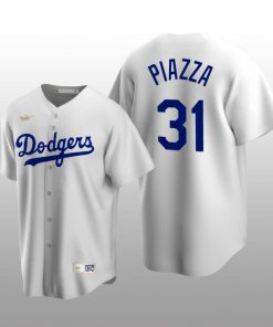 Men's Los Angeles Dodgers Mike Piazza White Cooperstown Collection Home Jersey