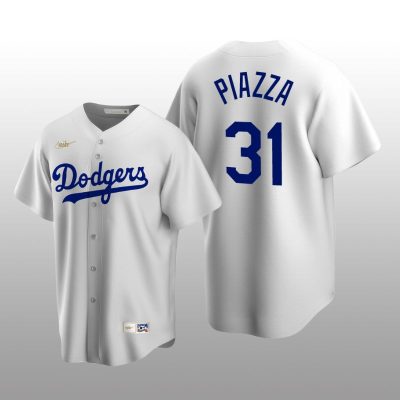 Men's Los Angeles Dodgers Mike Piazza White Cooperstown Collection Home Jersey