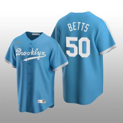 Men's Los Angeles Dodgers Mookie Betts Light Blue Cooperstown Collection Alternate Jersey