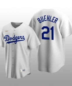 Men's Los Angeles Dodgers Walker Buehler White Cooperstown Collection Home Jersey