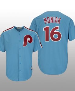 Men's Mickey Moniak Philadelphia Phillies Light Blue Cool Base Cooperstown Player Jersey