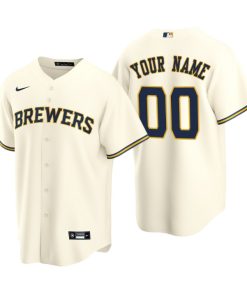 Men's Milwaukee Brewers Cream Replica 2020 Home Custom Jersey