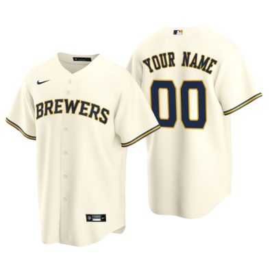 Men's Milwaukee Brewers Cream Replica 2020 Home Custom Jersey
