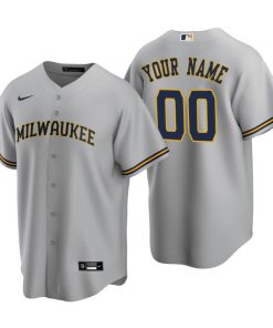 Men's Milwaukee Brewers Gray Replica 2020 Road Custom Jersey