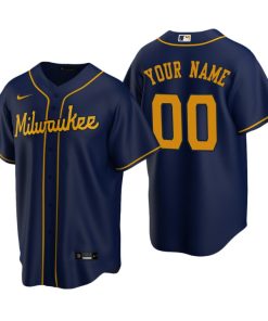 Men's Milwaukee Brewers Navy Replica 2020 Alternate Custom Jersey