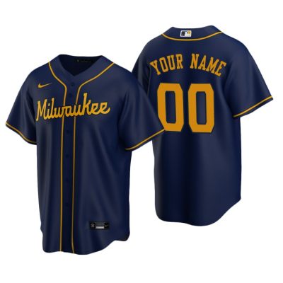 Men's Milwaukee Brewers Navy Replica 2020 Alternate Custom Jersey