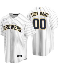 Men's Milwaukee Brewers White Replica 2020 Alternate Custom Jersey