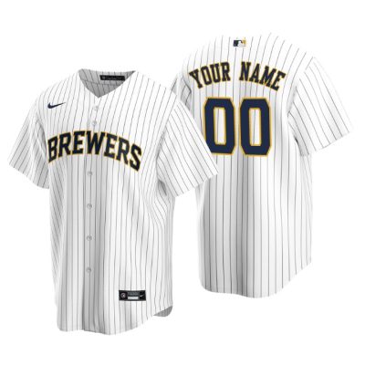 Men's Milwaukee Brewers White Replica 2020 Alternate Custom Jersey