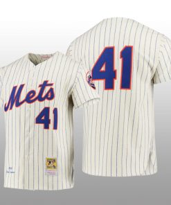 Men's New York Mets Tom Seaver Cream Cooperstown Collection Authentic hall of fame Jersey