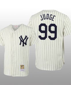 Men's New York Yankees Aaron Judge Cream Throwback Authentic Jersey