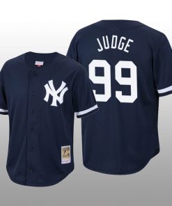 Men's New York Yankees Aaron Judge Navy Cooperstown Collection Mesh Batting Practice Jersey