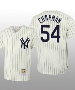 Men's New York Yankees Aroldis Chapman Cream Throwback Authentic Jersey