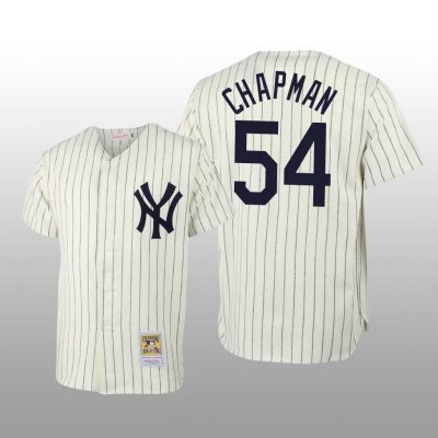 Men's New York Yankees Aroldis Chapman Cream Throwback Authentic Jersey