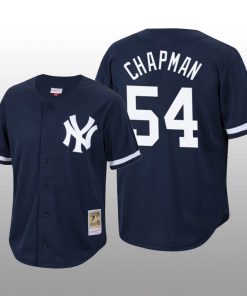 Men's New York Yankees Aroldis Chapman Navy Cooperstown Collection Mesh Batting Practice Jersey