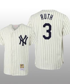 Men's New York Yankees Babe Ruth Cream Throwback Authentic Jersey