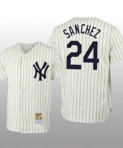 Men's New York Yankees Gary Sanchez Cream Throwback Authentic Jersey
