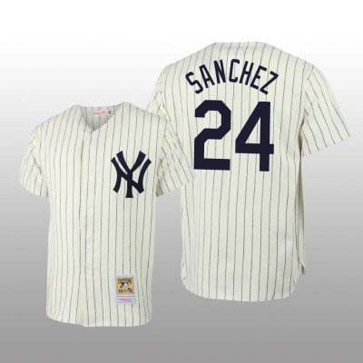 Men's New York Yankees Gary Sanchez Cream Throwback Authentic Jersey