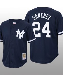 Men's New York Yankees Gary Sanchez Navy Cooperstown Collection Mesh Batting Practice Jersey