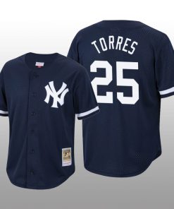 Men's New York Yankees Gleyber Torres Navy Cooperstown Collection Mesh Batting Practice Jersey