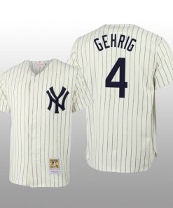 Men's New York Yankees Lou Gehrig Cream Throwback Authentic Jersey