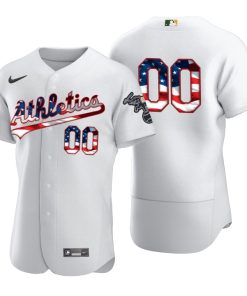Men's Oakland Athletics Custom White 2020 Stars & Stripes 4th of July Jersey