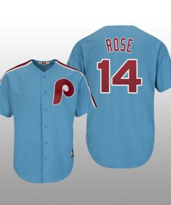 Men's Pete Rose Philadelphia Phillies Light Blue Cool Base Cooperstown Player Jersey