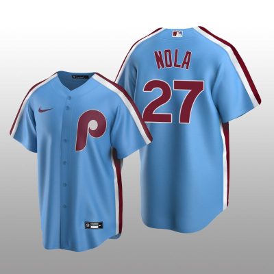 Men's Philadelphia Phillies Aaron Nola Light Blue Cooperstown Collection Road Jersey