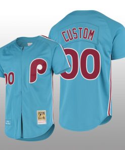 Men's Philadelphia Phillies Custom Light Blue Cooperstown Collection Authentic Jersey